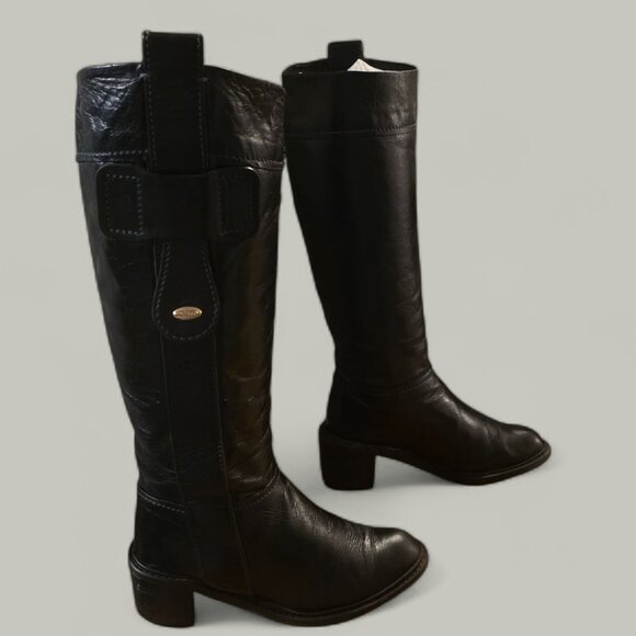 Vintage Size 36.5 Chloe' Black Leather Isetta Boots Made in Italy Good Condition - Picture 3 of 6